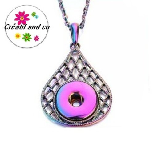 Collier pendentif multicouleur  pour bouton pression