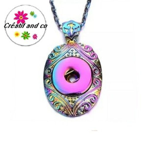 Collier pendentif multicouleur  pour bouton pression
