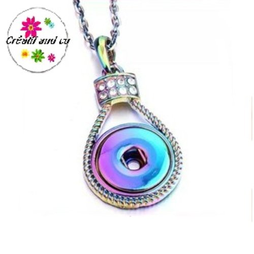 Collier pendentif multicouleur  pour bouton pression