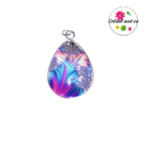 Pendentif cabochon goutte colorée