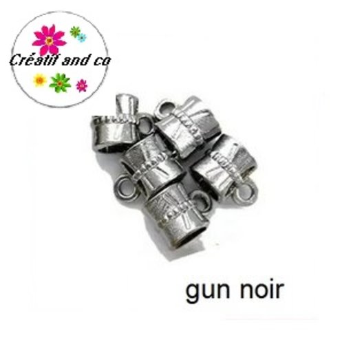 X4 bélières tubes gravés gun noir 7mm