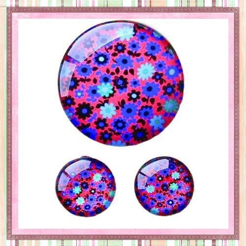 Lot cabochon fleuri 25mm et 2 cabochons 12mm