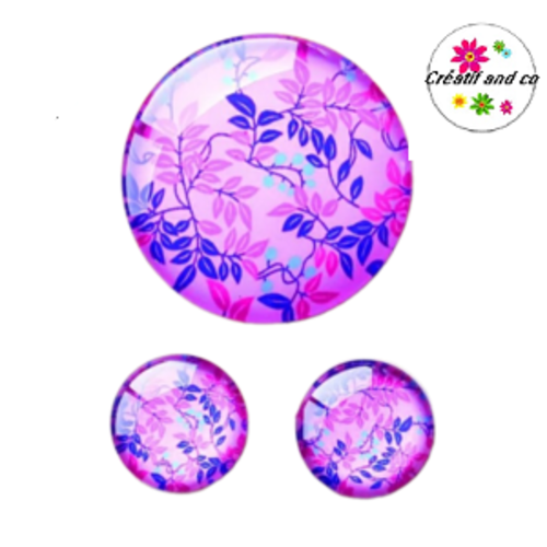 Lot cabochon feuille 25mm et 2 cabochons 12mm