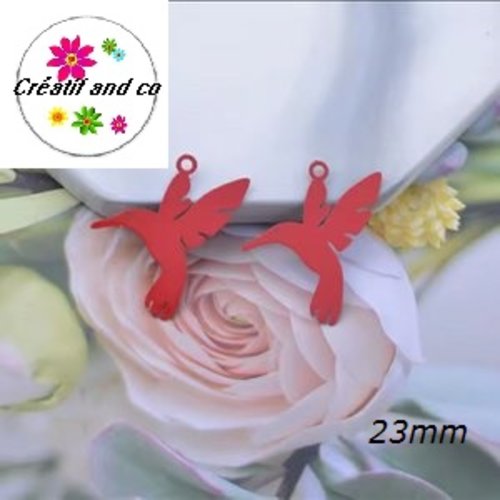 Breloque colibri rouge 23mm