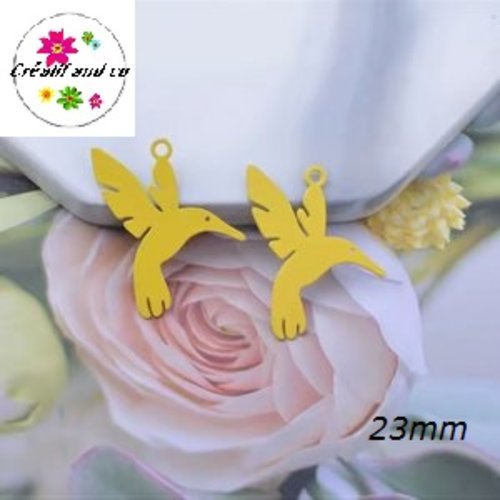 Breloque colibri jaune 23mm
