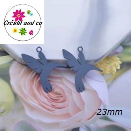 Breloque colibri gris 23mm