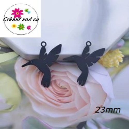 Breloque colibri noir 23mm