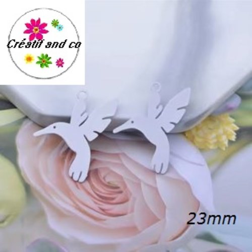 Breloque colibri argent  23mm