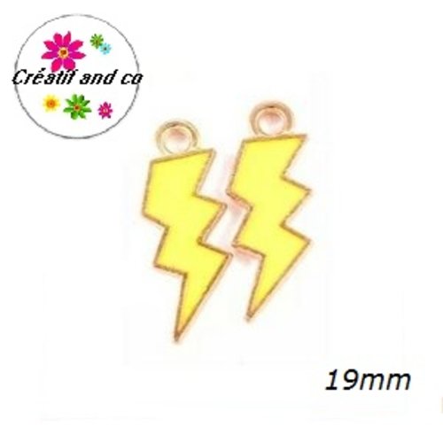 Breloque éclair émail jaune 19mm