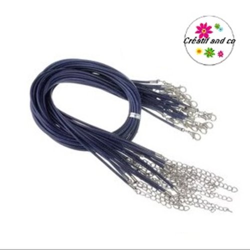 Tour du cou coton ciré bleu foncé 45cm