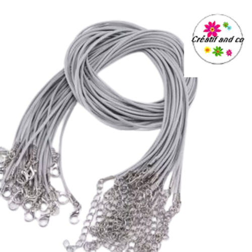 Tour du cou coton ciré gris 45cm