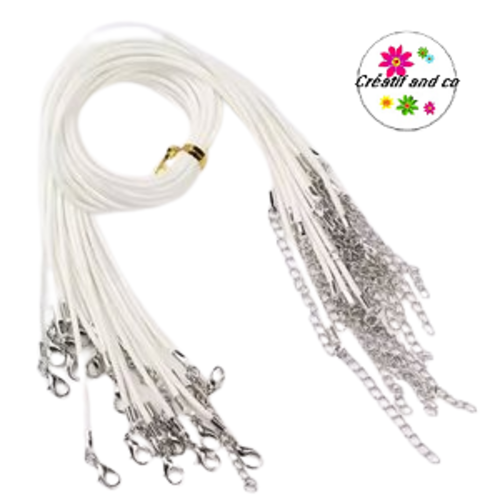 Tour du cou coton ciré blanc 45cm