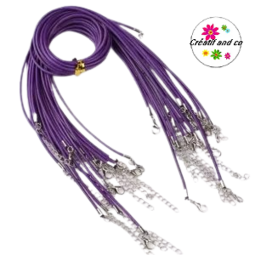 Tour du cou coton ciré mauve 45cm