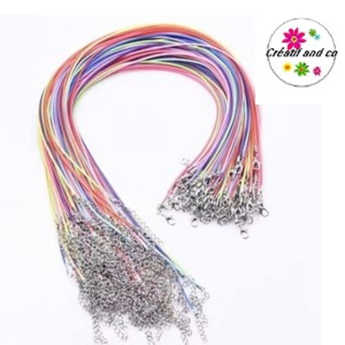 Tx10 tours du cou coton ciré mix couleur 45cm