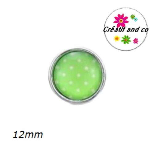 Bouton pression vert pois blanc 12mm