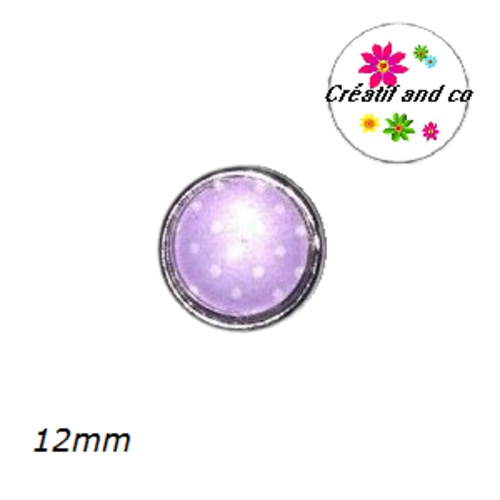 Bouton pression parme pois blanc 12mm