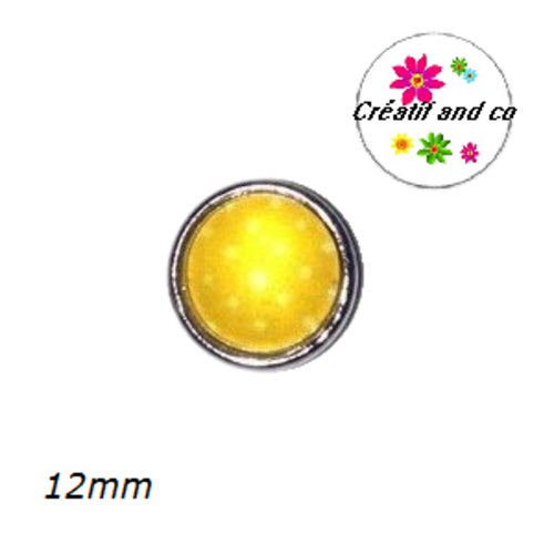 Bouton pression jaune d'or pois blanc 12mm