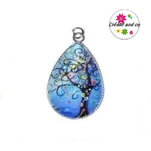Pendentif cabochon goutte arbre de vie
