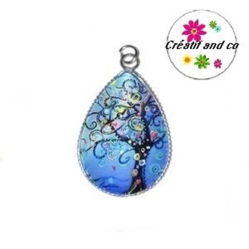 Pendentif cabochon goutte arbre de vie