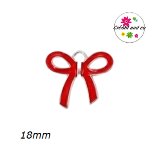 Breloque noeud rouge émail 18mm