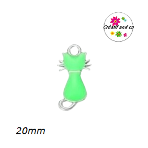 Connecteur chat vert émail 20mm