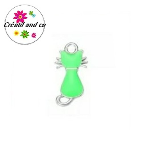 Connecteur chat vert émail 20mm