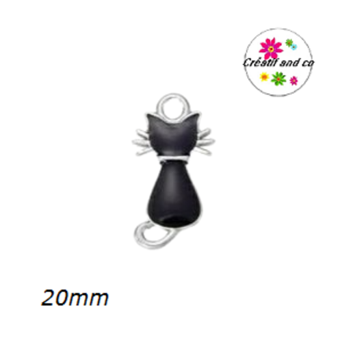Connecteur chat noir émail 20mm
