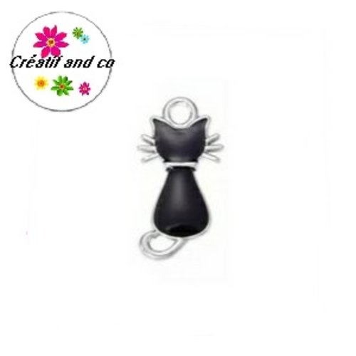 Connecteur chat noir émail 20mm