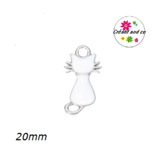 Connecteur chat blanc émail 20mm