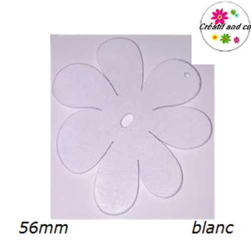 Breloque grande fleur en bois blanche 56mm