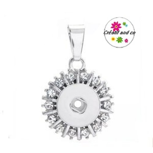 Pendentif avec strass pour bouton pression de 12mm