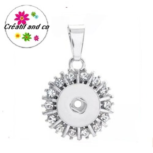 Pendentif avec strass pour bouton pression de 12mm