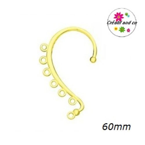 Grande boucle d'oreille cartilage dorée 60mm