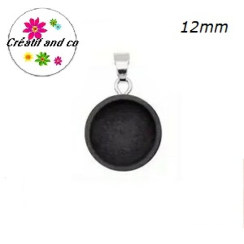 Pendentif bois noir avec bélière pour cabochon 12mm