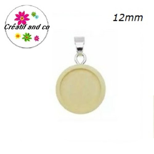 Pendentif bois naturel avec bélière pour cabochon 12mm