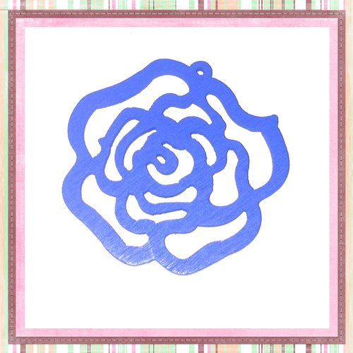 Grande rose bleue bois 47mm