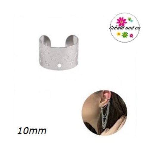 Manchette de cartilage argent motif étoile 10mm