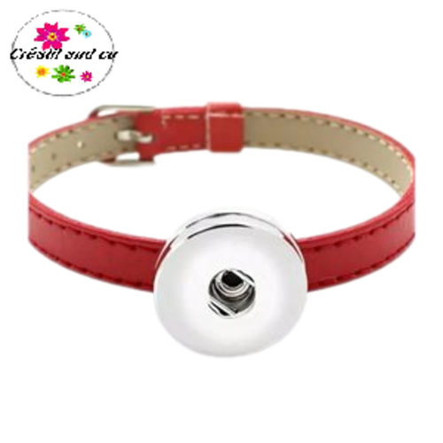 Bracelet simili cuir rouge  pour bouton pression