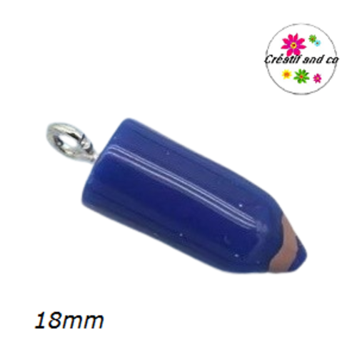 Breloque petit crayon de couleur bleu roi 18mm