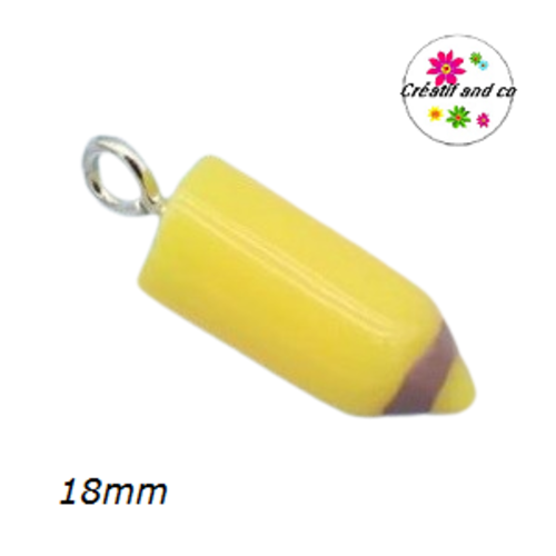 Breloque petit crayon de couleur jaune 18mm