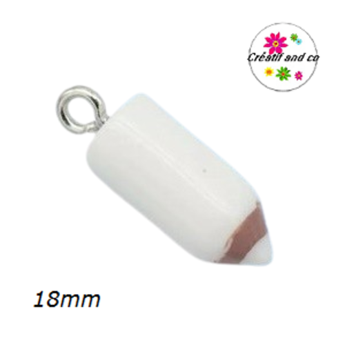 Breloque petit crayon de couleur blanc 18mm