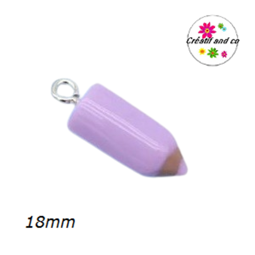 Breloque petit crayon de couleur parme 18mm