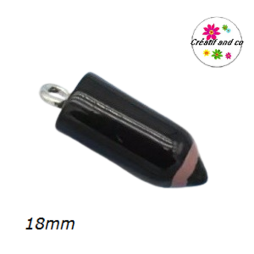 Breloque petit crayon de couleur noir 18mm