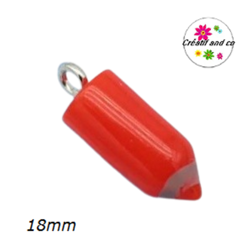 Breloque petit crayon de couleur rouge 18mm