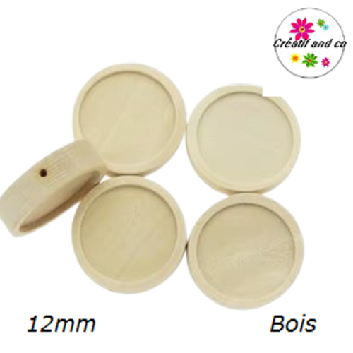 Support en bois naturelle à coller pour cabochon 12mm