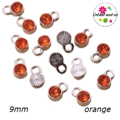 Pendentif/breloque strass orange 9mm