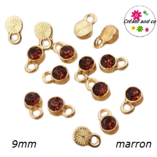Pendentif/breloque strass marron 9mm