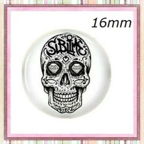 X2 cabochons tête de mort 16mm