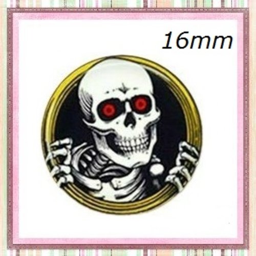 X2 cabochons tête de mort 16mm