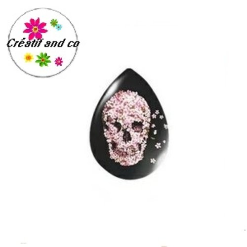 Cabochon goutte tête de mort 18x25mm